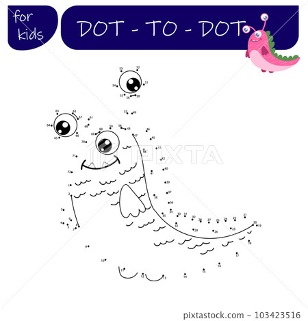 A game with numbers, a point-to-point educational game for children, cartoon monsters, aliens. Vector illustration A game with numbers, a point-to-point educational game for children, cartoon monsters, aliens. Vector illustration 103423516