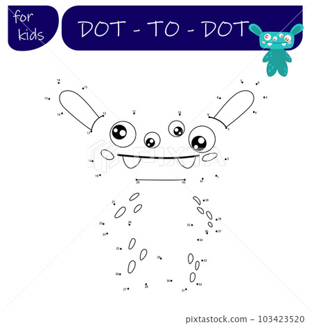A game with numbers, a point-to-point educational game for children, cartoon monsters, aliens. Vector illustration A game with numbers, a point-to-point educational game for children, cartoon monsters, aliens. Vector illustration 103423520