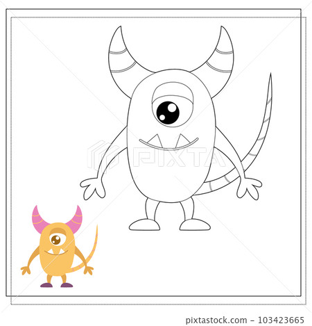 Coloring book for kids, cartoon monsters, aliens. Vector illustration on a white background 103423665