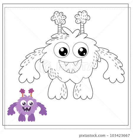 Coloring book for kids, cartoon monsters, aliens. Vector illustration on a white background Coloring book for kids, cartoon monsters, aliens. Vector illustration on a white background 103423667