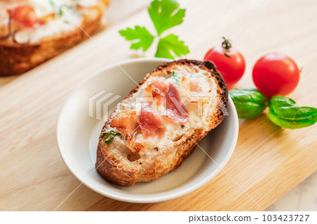 Mozzarella cheese tartine 103423727