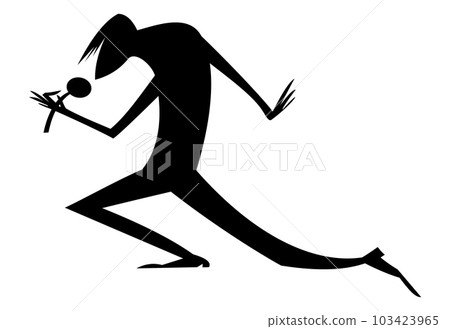 Romantic singer man. Original silhouette. Man with microphone singing a song. Black and white Romantic singer man. Original silhouette. Man with microphone singing a song. Black and white 103423965