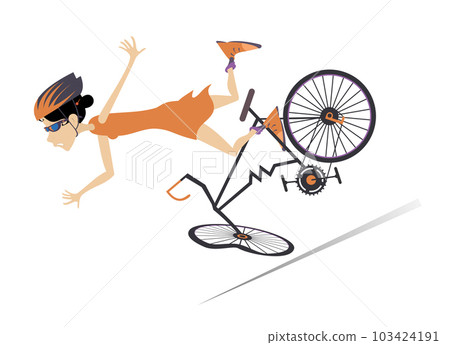 Cyclist woman falling down from the bicycle.  Young woman falling down from the bicycle 103424191