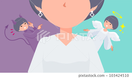 A set of T-shirt mash hair women who conflict between angels and demons A set of T-shirt mash hair women who conflict between angels and demons 103424510