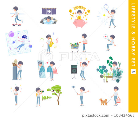 Set of t-shirt mush hair woman about hobby and lifestyle. B type Set of t-shirt mush hair woman about hobby and lifestyle. B type 103424565