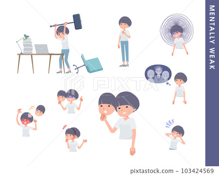 Set of mentally weak T-shirt mash hair woman Set of mentally weak T-shirt mash hair woman 103424569