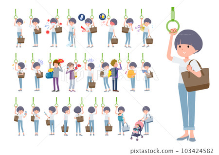 坐火車的T卹混搭頭髮女人套裝 103424582