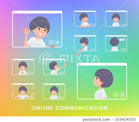 一套 T 卹糊狀頭髮女人在線交流 103424583