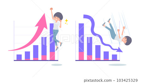 A set of T-shirt mash hair women expressing performance up and performance down A set of T-shirt mash hair women expressing performance up and performance down 103425329