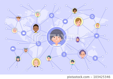 Set of T-shirt mash hair women sending information on social media Set of T-shirt mash hair women sending information on social media 103425346