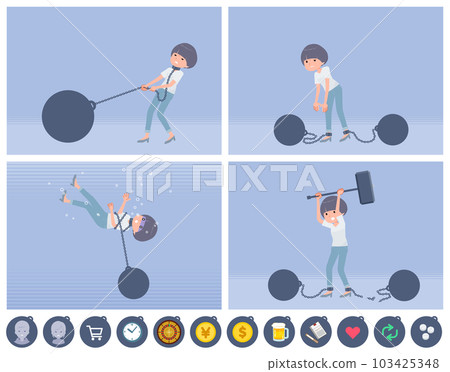 Set of t-shirt mush hair woman connected with weights 103425348