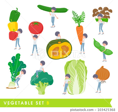 Set of vegetables and t-shirt mash hair woman. B type 103425368