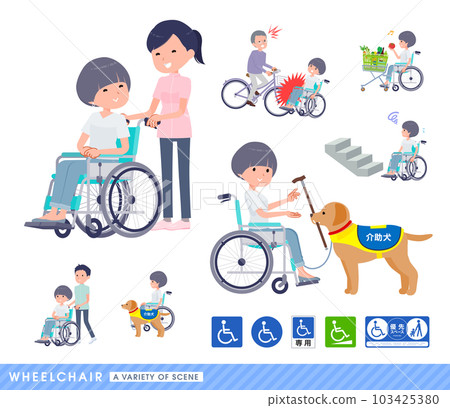Set of T-shirt mash hair woman riding a wheelchair 103425380