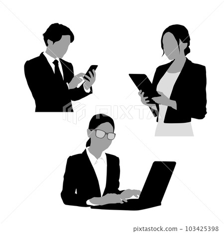 Business person operating a terminal Business person operating a terminal 103425398