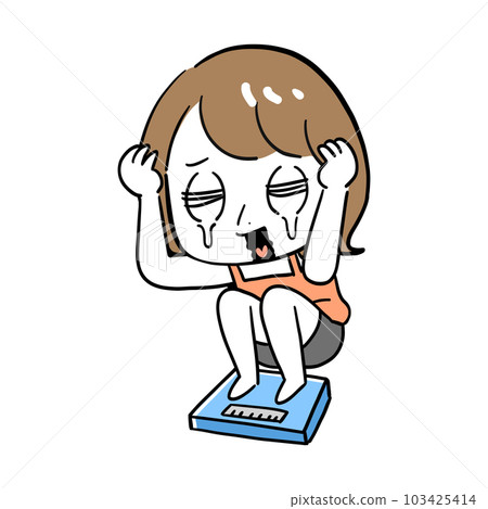 Woman crying after gaining weight Woman crying after gaining weight 103425414