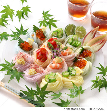 Arrangement of colorful somen Arrangement of somen Arrangement of colorful somen Arrangement of somen 103425582