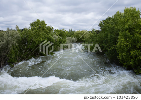 Floods. Flood due to heavy rains, filling rivers, reservoirs, swamps and streams throughout the country. Flood image. 103425850