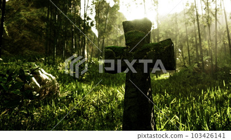 old and rugged grave monument among the tropical trees old and rugged grave monument among the tropical trees 103426141