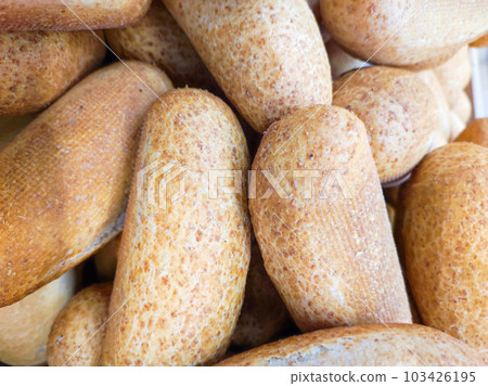 Background with white bread rolls with bran. Background with white bread rolls with bran. 103426195