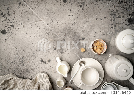 Set of white empty dishes Set of white empty dishes 103426440
