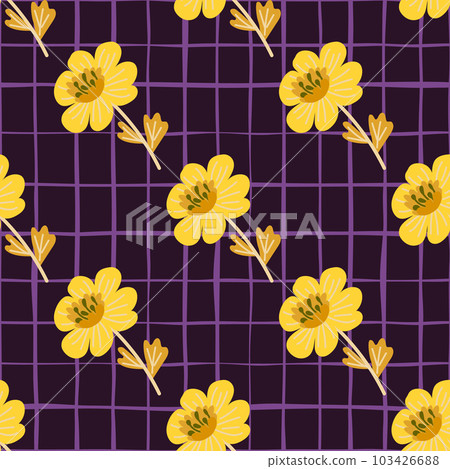 Simple chamomile flower seamless pattern. Decorative naive botanical wallpaper. Cute stylized flowers background. 103426688