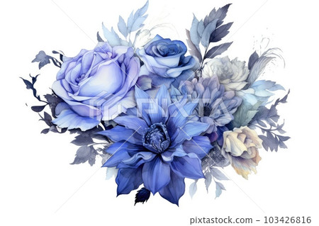 Monochromatic Elegance Bouquet watercolor composition. 103426816