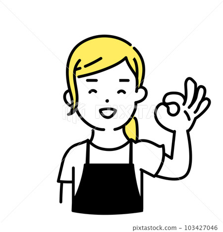 Illustration series of cute people _ female clerk _ ok sign 103427046