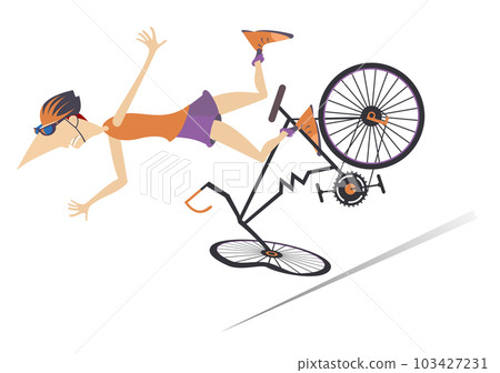 Cyclist falling down from the bicycle. Young man falling down from the bicycle Cyclist falling down from the bicycle. Young man falling down from the bicycle 103427231