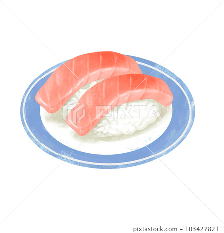 Illustration of sushi on a plate Chutoro 103427821