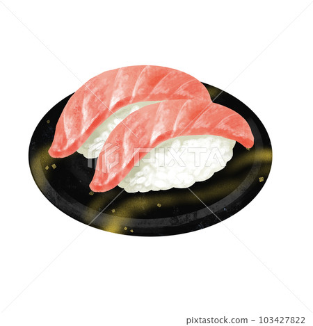 Illustration of sushi on a plate Otoro 103427822