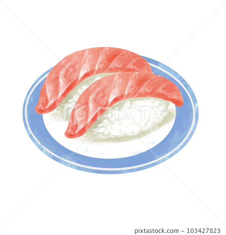 Illustration of sushi on a plate Otoro 103427823
