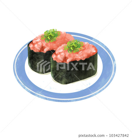 Illustration of sushi on a plate Gunkan Negitoro 103427842