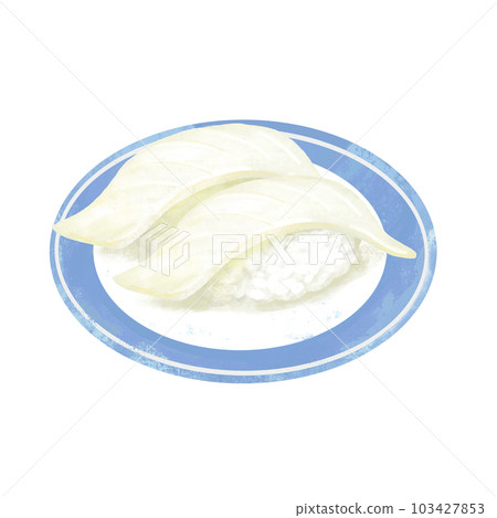 壽司在盤子裡的插圖,魷魚 壽司在盤子裡的插圖,魷魚 103427853