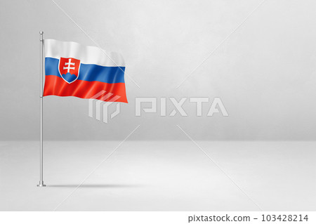 Slovakian flag isolated on white concrete wall background 103428214