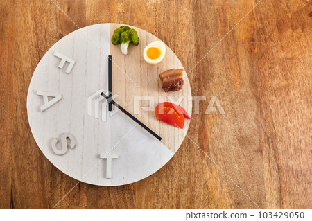 Intermittent fasting. Healthy breakfast, diet food concept. Organic meal. Fat loss concept. Intermittent fasting. Healthy breakfast, diet food concept. Organic meal. Fat loss concept. 103429050