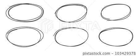 Hand drawn circle highlighting vector set isolated on white 103429378