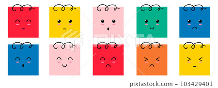 Emoticons with various emotions. Emoji in cartoon style. Vector illustration isolated on white 103429401