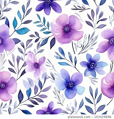 Watercolor floral pattern. Illustration AI Generative 103429686
