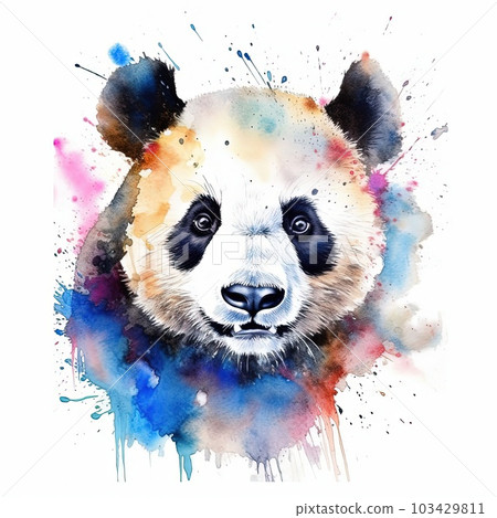 Cute watercolor panda. Illustration AI Generative Cute watercolor panda. Illustration AI Generative 103429811