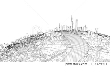 3d city sphere. Vector rendering of 3d 3d city sphere. Vector rendering of 3d 103429911