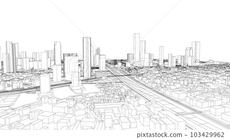 Outline city concept vector. Wire-frame style 103429962