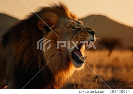 Close-up of an angry roaring lion ready to... - Stock Illustration ...