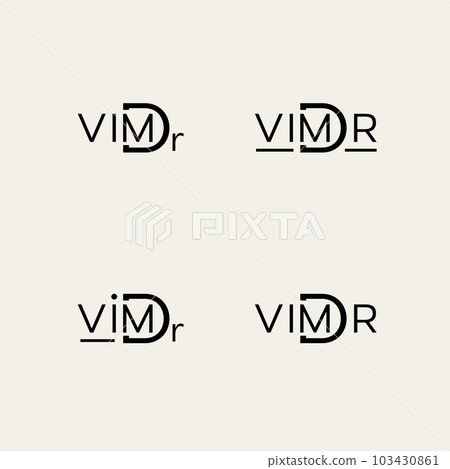 Monogram logo, Initial letters D and V or Dr Vim black color on beige background 103430861