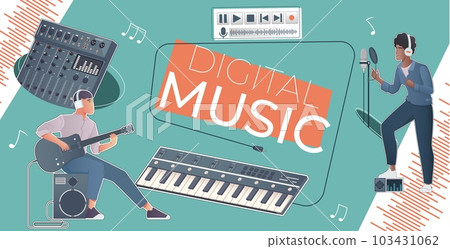Digital Music Flat Collage Digital Music Flat Collage 103431062