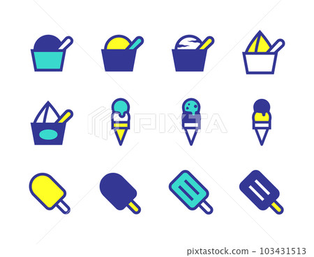 不同類型冰淇淋的矢量圖標集 103431513