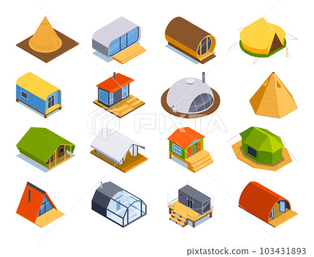Isometric Glamping Icon Set 103431893