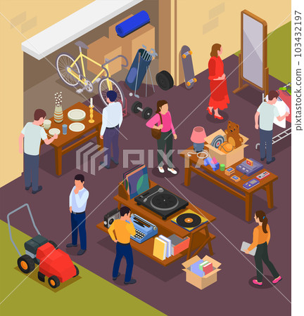 Garage Sale Isometric Garage Sale Isometric 103432197