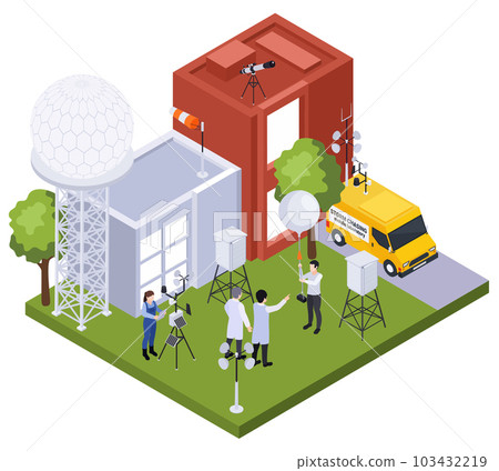 Weather Station Isometric Composition 103432219
