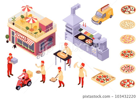 Isometric Pizza Icon Set Isometric Pizza Icon Set 103432220