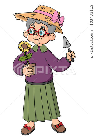 Old woman life style gardening and pleasure enjoyment 103433115